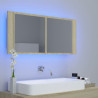 Szafka łazienkowa z lustrem i LED, dąb sonoma, 100x12x45, akryl
