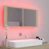 Szafka łazienkowa z lustrem i LED, dąb sonoma, 100x12x45, akryl