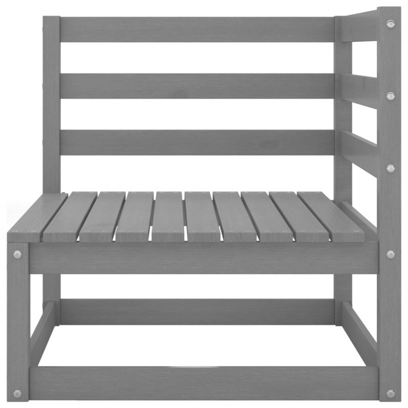 Ogrodowa sofa narożna, szara, lite drewno sosnowe