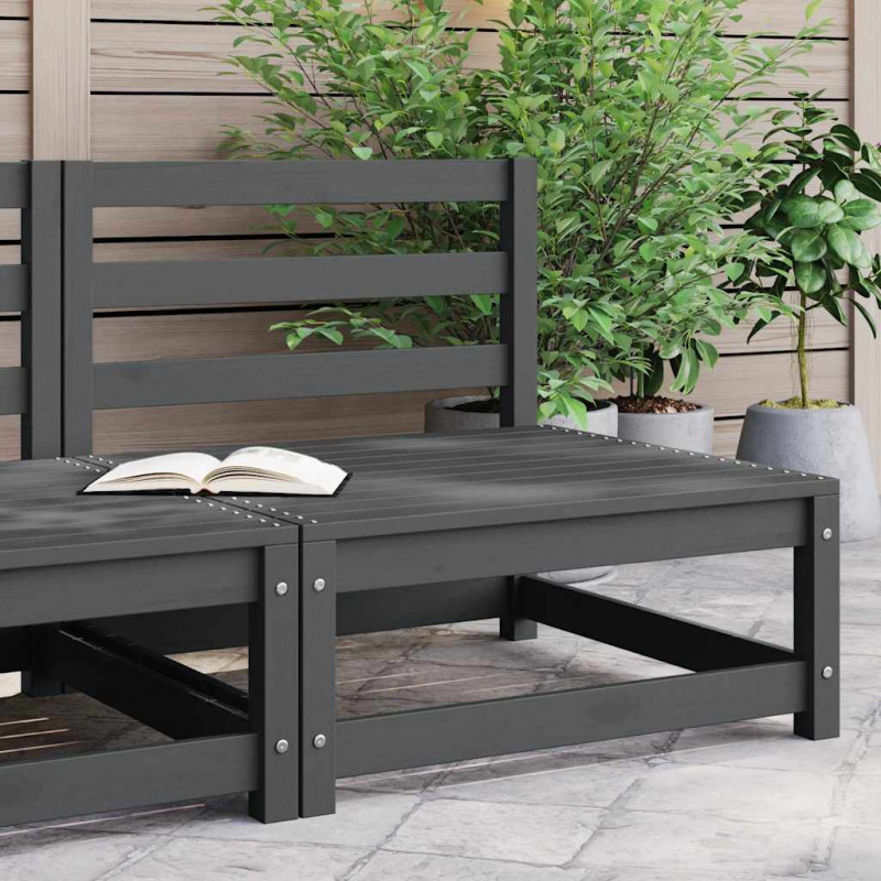Ogrodowa sofa środkowa, szara, lite drewno sosnowe