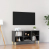 Szafka TV z drewnianymi nóżkami, szara, połysk, 103,5x30x50 cm
