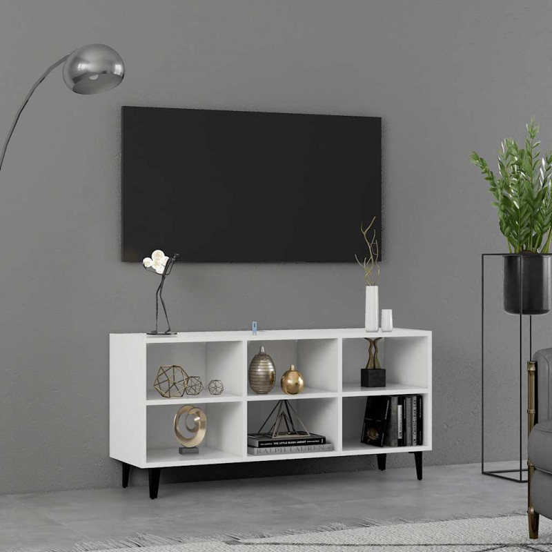 Szafka TV, metalowe nóżki, biel, 103,5x30x50 cm