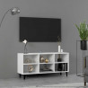 Szafka TV, metalowe nóżki, biel, 103,5x30x50 cm
