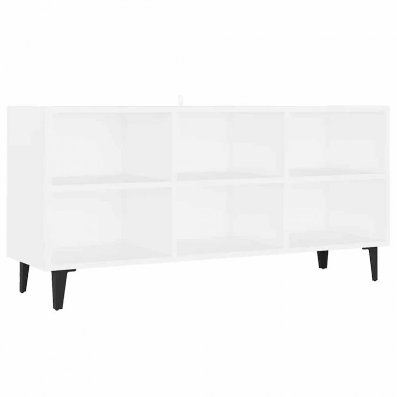 Szafka TV, metalowe nóżki, biel, 103,5x30x50 cm