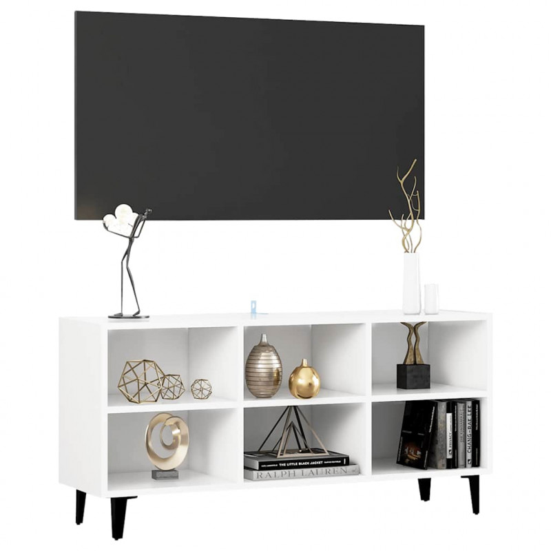 Szafka TV, metalowe nóżki, biel, 103,5x30x50 cm