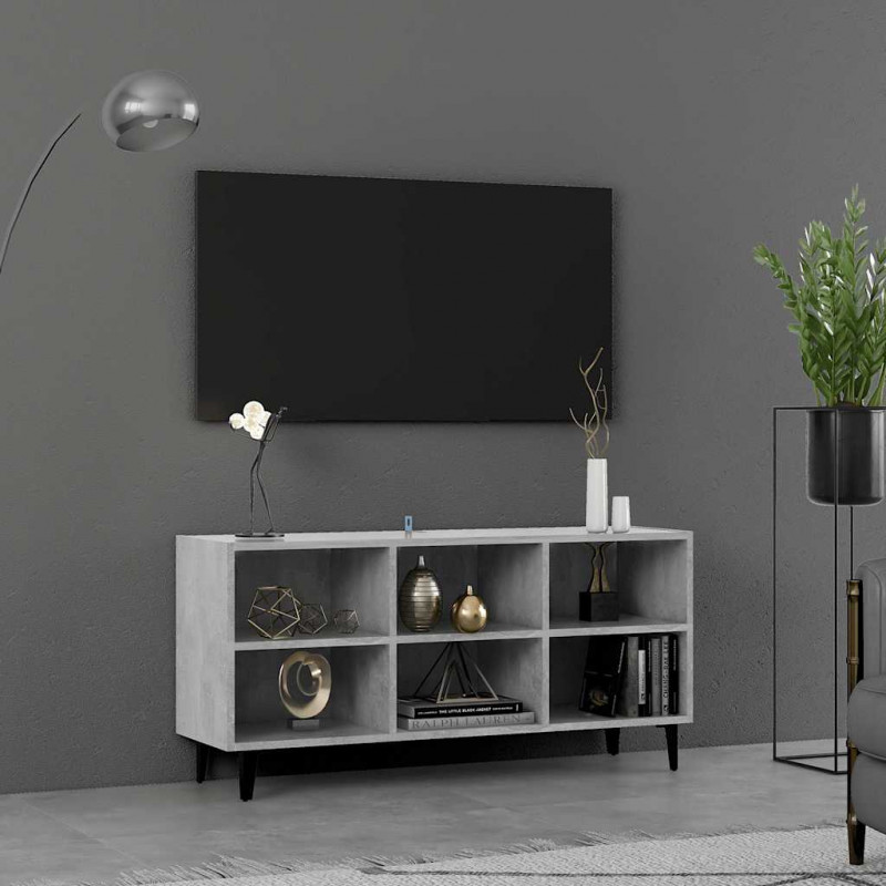 Szafka TV, metalowe nóżki, szarość betonu, 103,5x30x50 cm