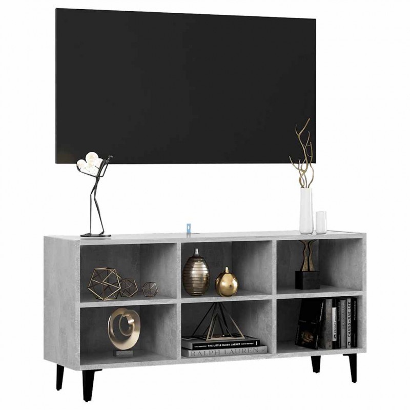 Szafka TV, metalowe nóżki, szarość betonu, 103,5x30x50 cm