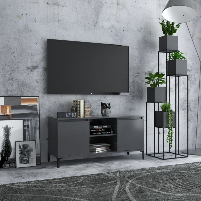 Szafka TV, metalowe nóżki, szara, 103,5x35x50 cm