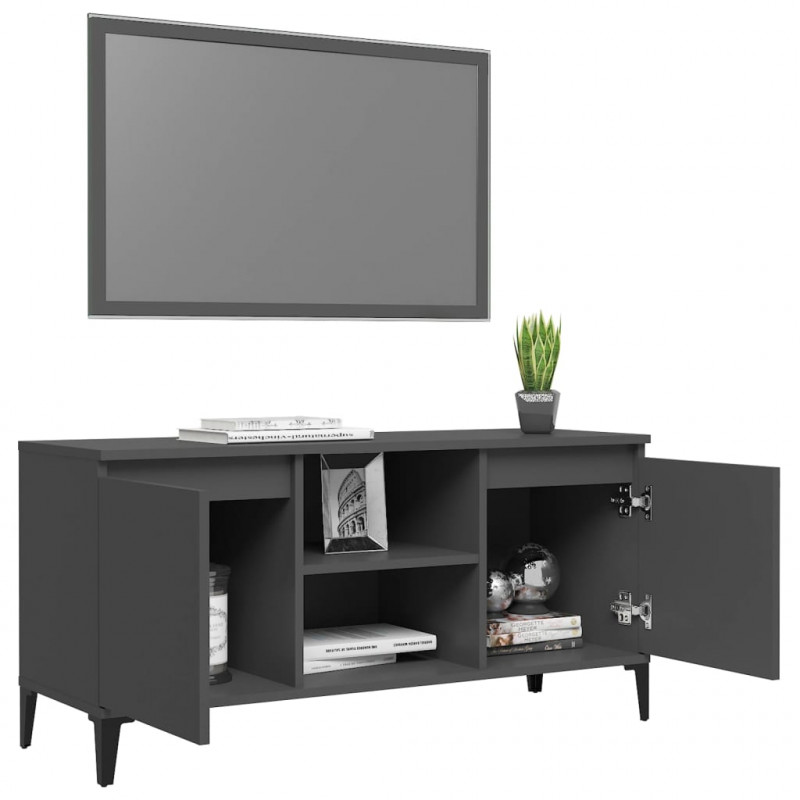 Szafka TV, metalowe nóżki, szara, 103,5x35x50 cm