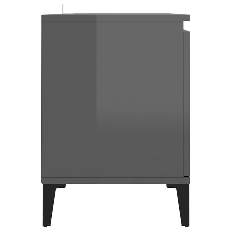 Szafka TV, metalowe nóżki, wysoki połysk, szara, 103,5x35x50 cm