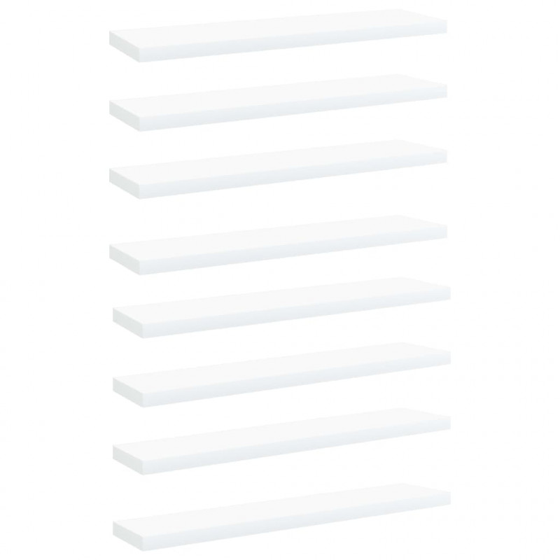 Półki na książki, 8 szt., białe, 40x10x1,5 cm