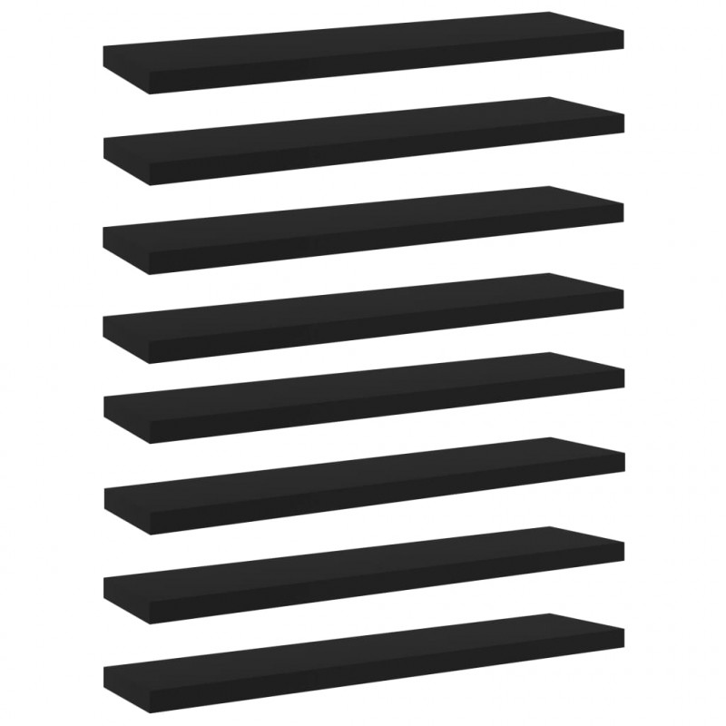 Półki na książki, 8 szt., czarne, 40x10x1,5 cm