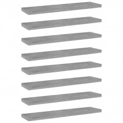 Półki na książki, 8 szt., szarość betonu, 40x10x1,5 cm