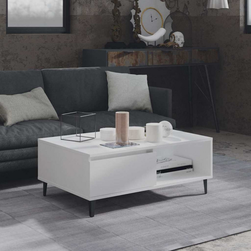Stolik kawowy, biały, 90x60x35 cm, materiał drewnopochodny