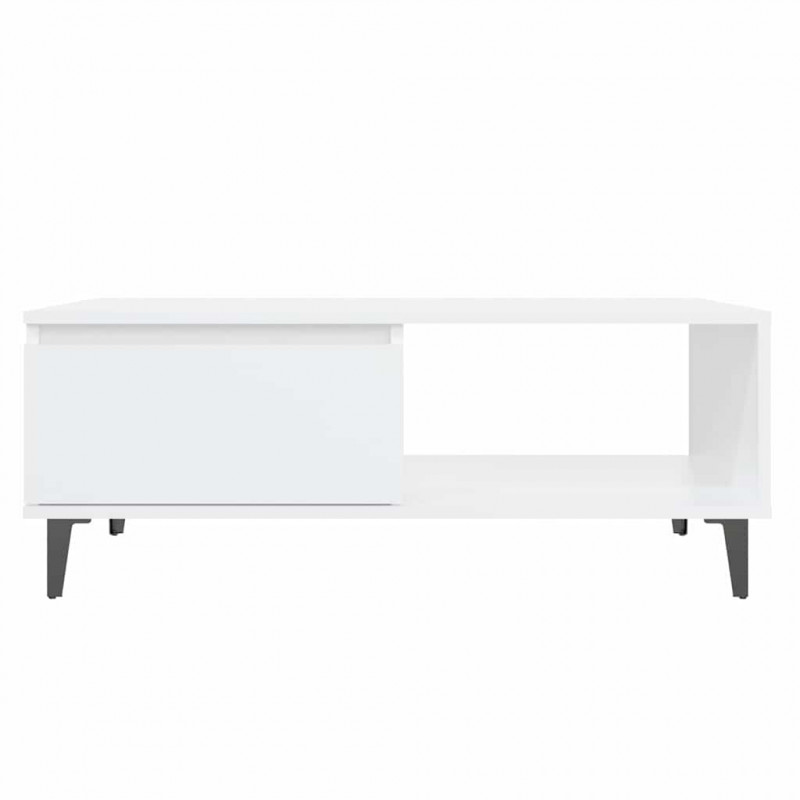 Stolik kawowy, biały, 90x60x35 cm, materiał drewnopochodny