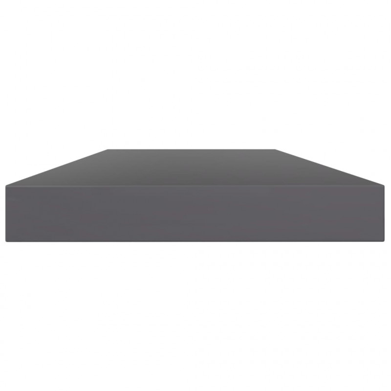 Półki na książki, 4 szt., wysoki połysk, szare, 40x10x1,5 cm