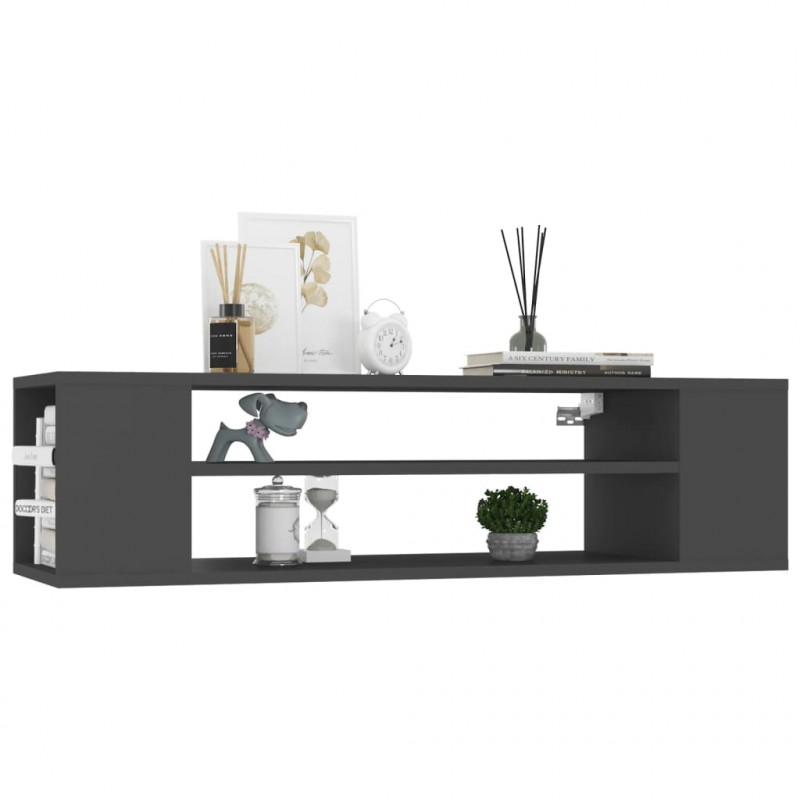 Wisząca szafka TV, szara 100x30x26,5 cm materiał drewnopochodny