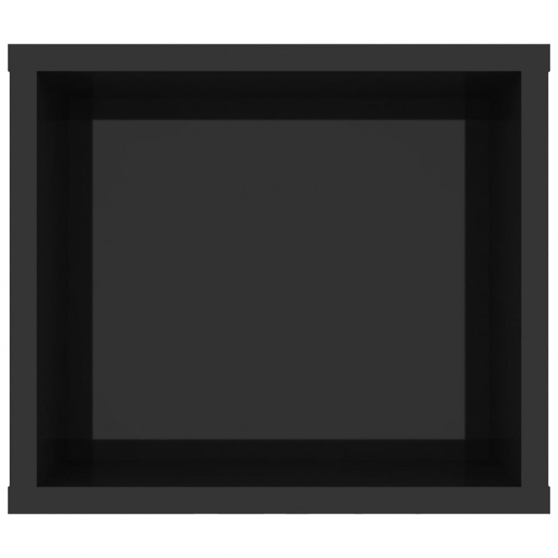Wisząca szafka TV, czarna, wysoki połysk, 100x30x26,5 cm