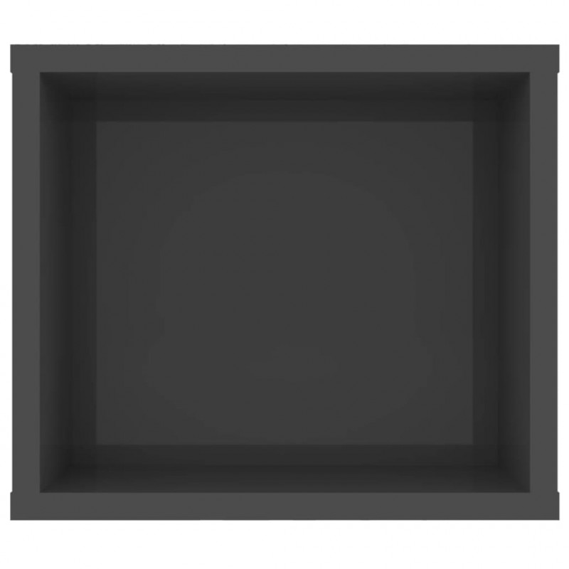 Wisząca szafka TV, szara, wysoki połysk, 100x30x26,5 cm