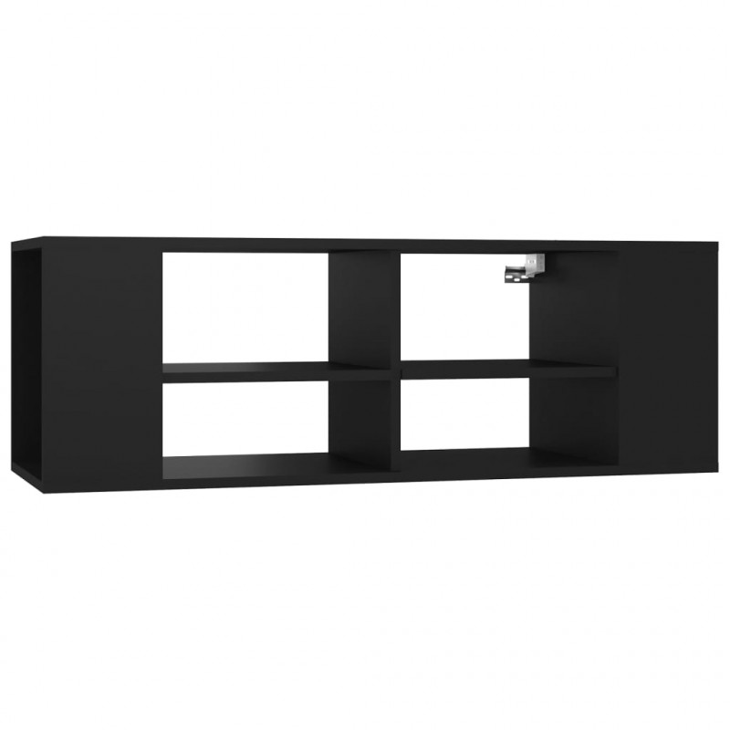 Wisząca szafka TV, czarna 102x35x35 cm, materiał drewnopochodny