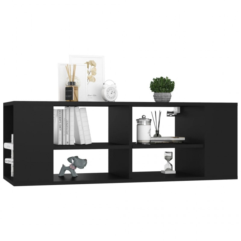 Wisząca szafka TV, czarna 102x35x35 cm, materiał drewnopochodny