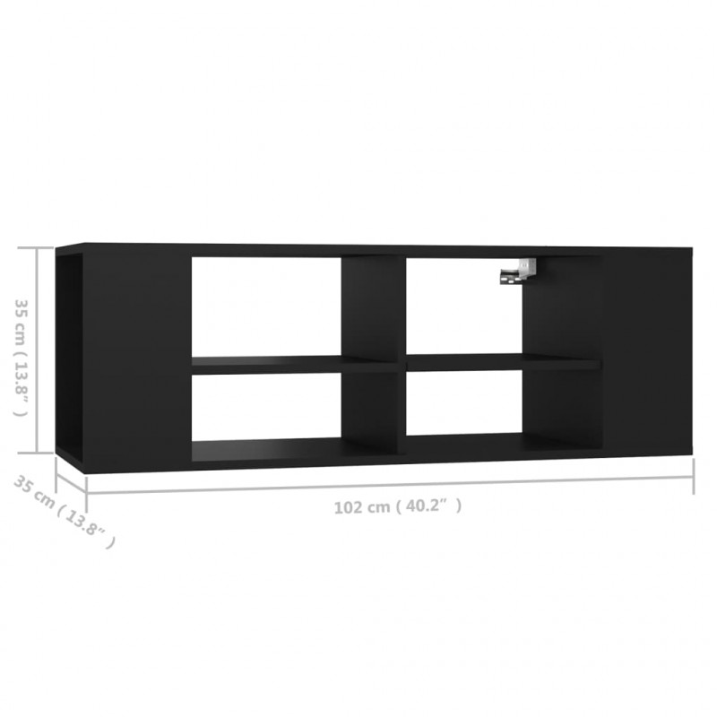 Wisząca szafka TV, czarna 102x35x35 cm, materiał drewnopochodny