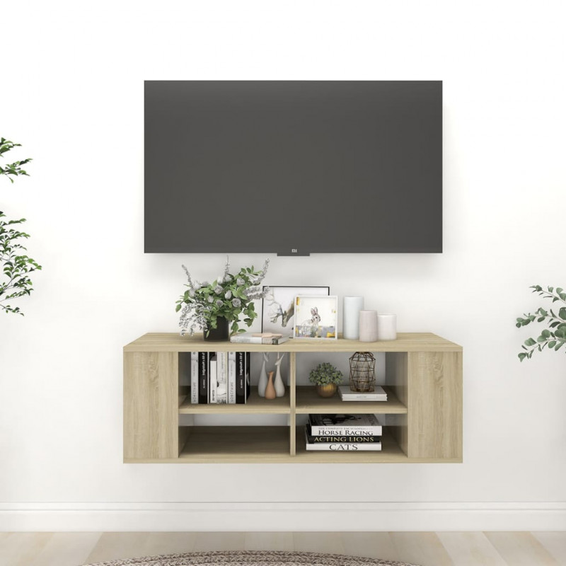 Wisząca szafka pod TV, dąb sonoma, 102x35x35 cm