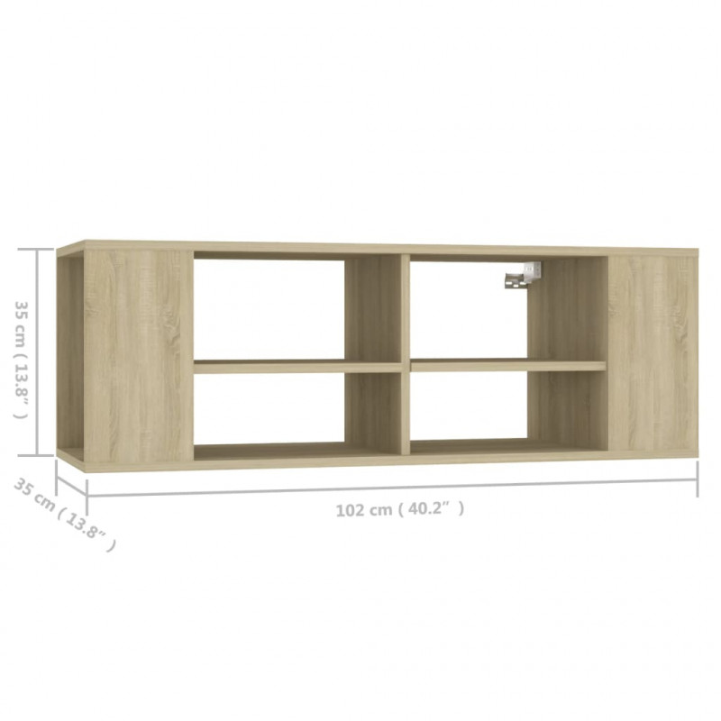 Wisząca szafka pod TV, dąb sonoma, 102x35x35 cm