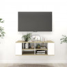 Wisząca szafka pod TV, biel i dąb sonoma, 102x35x35 cm
