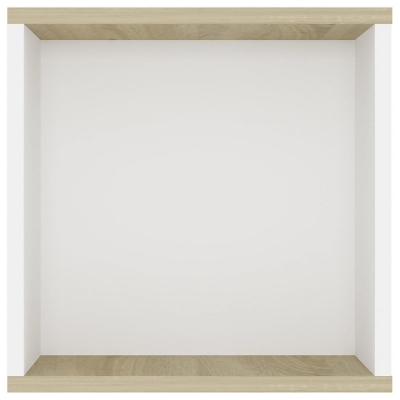 Wisząca szafka pod TV, biel i dąb sonoma, 102x35x35 cm