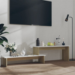 Szafka pod TV, biel i dąb sonoma, 180x30x43 cm