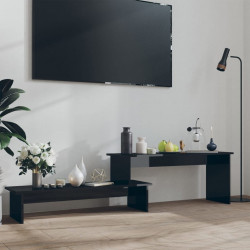 Szafka pod TV, czarna, wysoki połysk, 180x30x43 cm