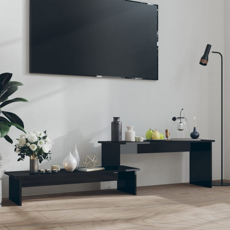 Szafka pod TV, czarna, wysoki połysk, 180x30x43 cm