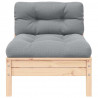 2-osobowa sofa ogrodowa z szarymi poduszkami, drewno sosnowe