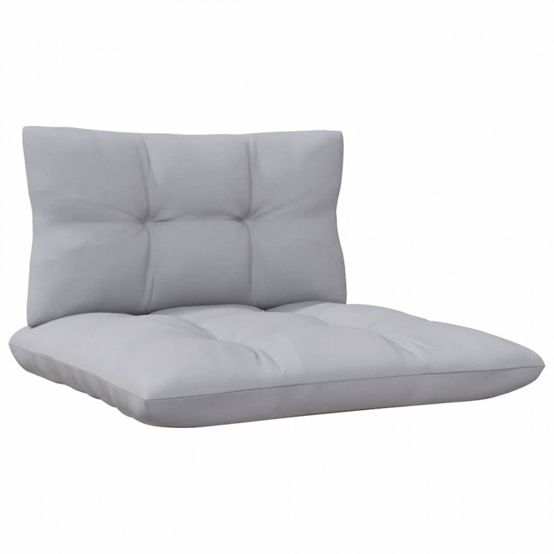 2-osobowa sofa ogrodowa z szarymi poduszkami, drewno sosnowe