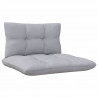 2-osobowa sofa ogrodowa z szarymi poduszkami, drewno sosnowe