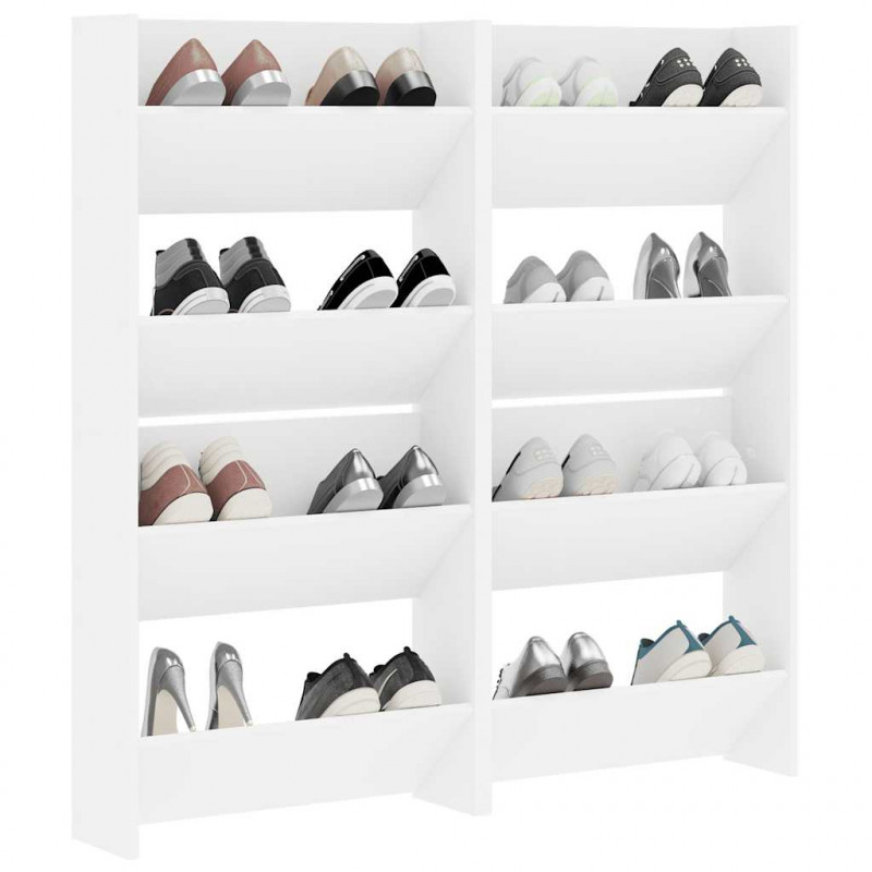Półki ścienne na buty, 4 szt., białe, 60x18x60 cm