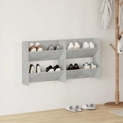 Półki ścienne na buty 2 szt., szare, 60x18x60 cm, płyta wiórowa