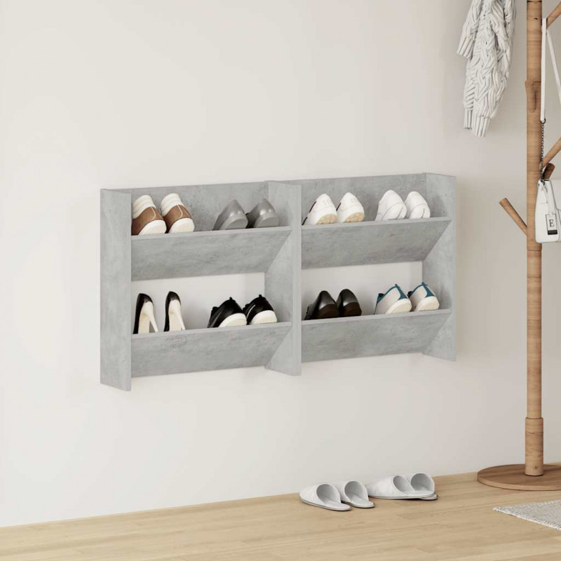 Półki ścienne na buty 2 szt., szare, 60x18x60 cm, płyta wiórowa