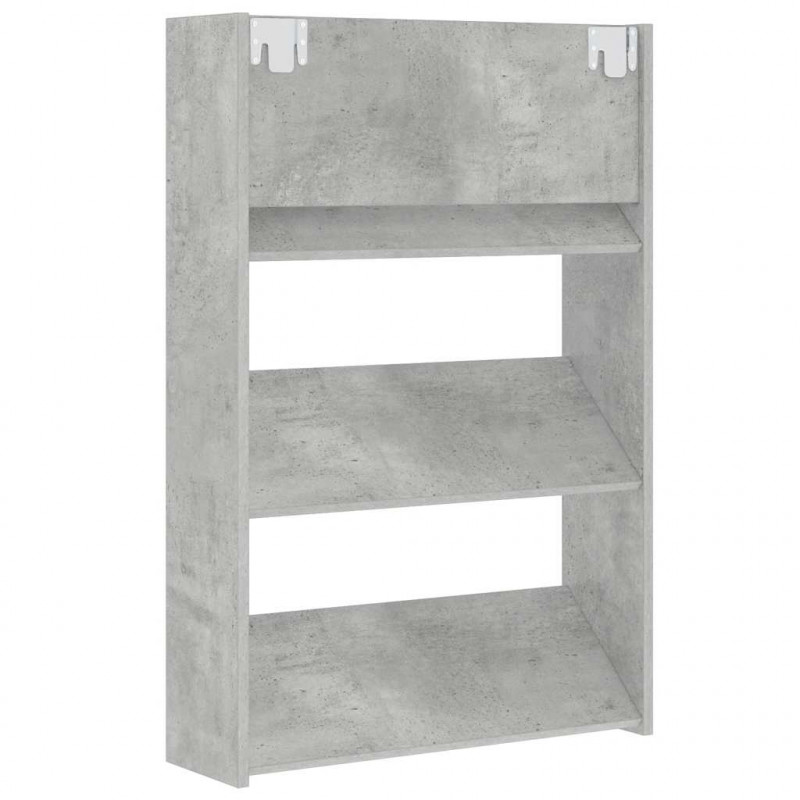 Półka ścienna na buty, szarość betonu, 60x18x90 cm, płyta