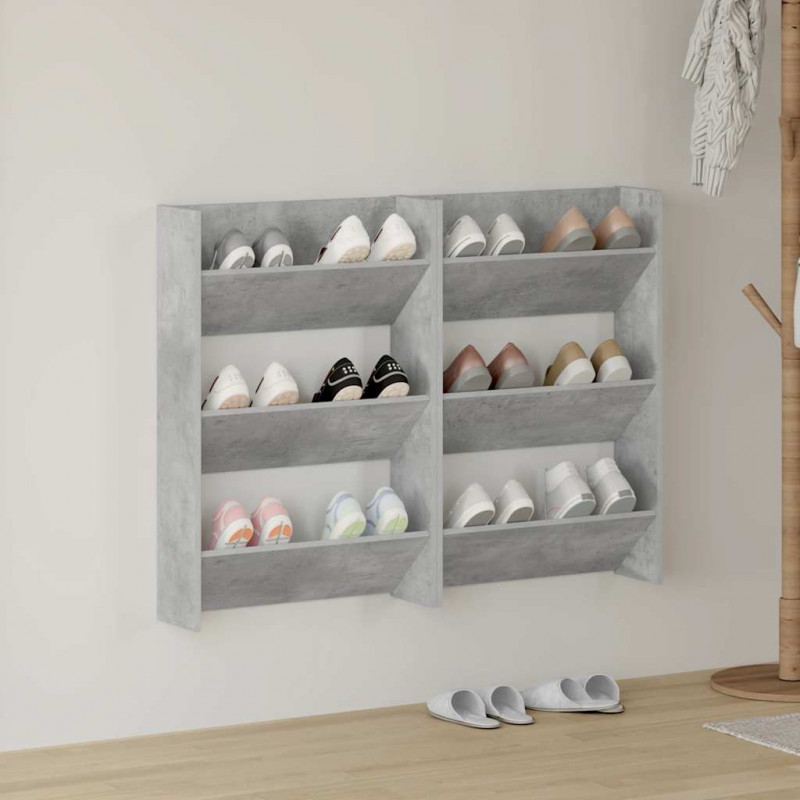 Półki ścienne na buty, 2 szt., szare, 60x18x90 cm, płyta