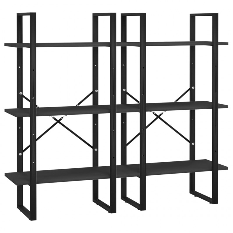 Regał na książki, czarny, 60x30x210 cm, materiał drewnopochodny