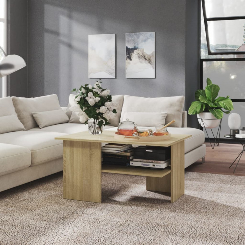 Stolik kawowy, dąb sonoma 90x60x46,5 cm materiał drewnopochodny