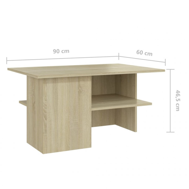 Stolik kawowy, dąb sonoma 90x60x46,5 cm materiał drewnopochodny