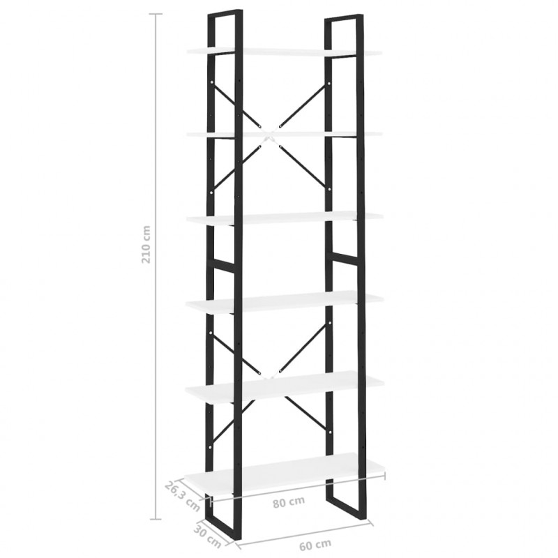 Wysoki regał, biały, 80x30x210 cm, materiał drewnopochodny