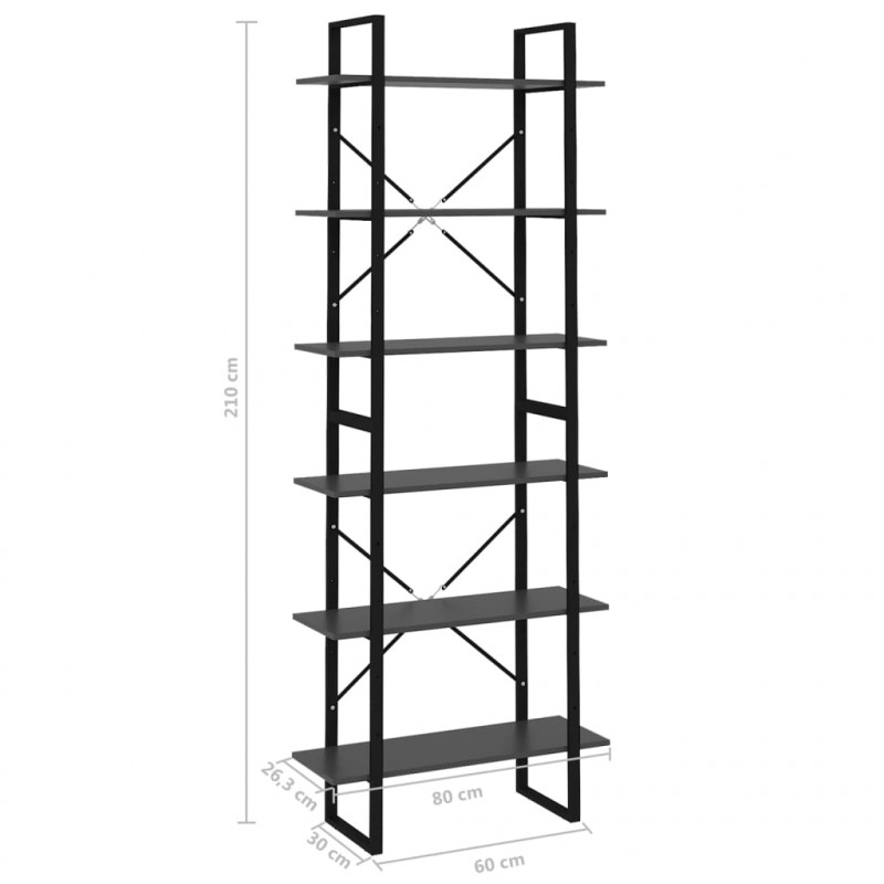 Wysoki regał, szary, 80x30x210 cm, materiał drewnopochodny