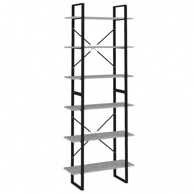 Wysoki regał, szary beton 80x30x210 cm, materiał drewnopochodny