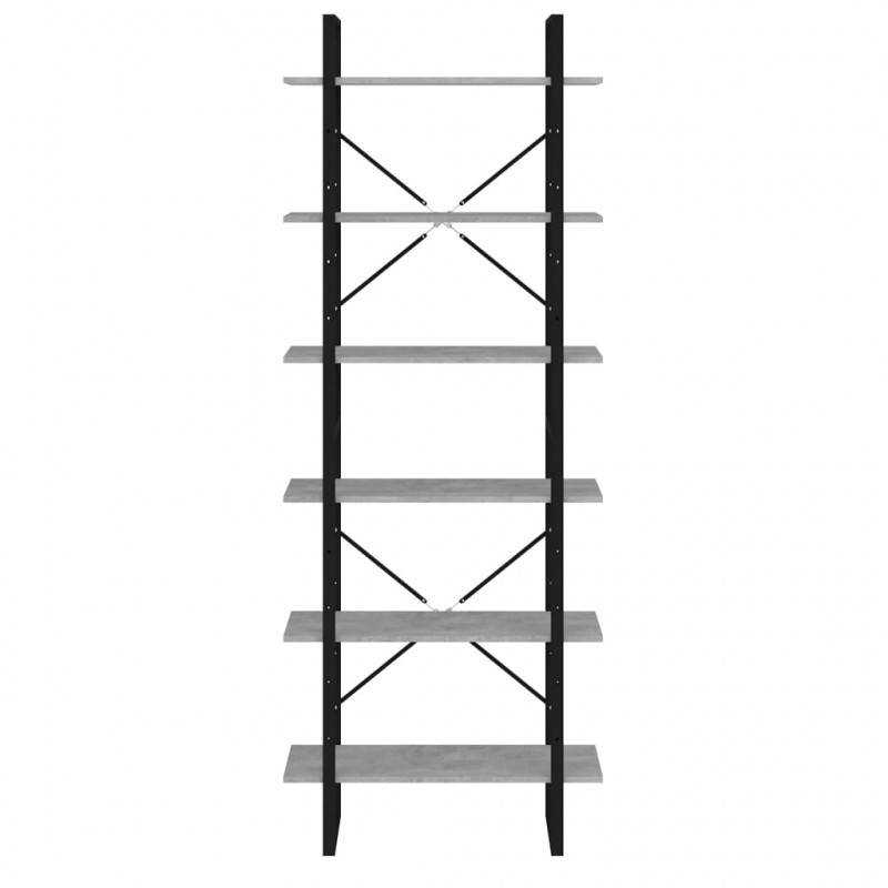 Wysoki regał, szary beton 80x30x210 cm, materiał drewnopochodny