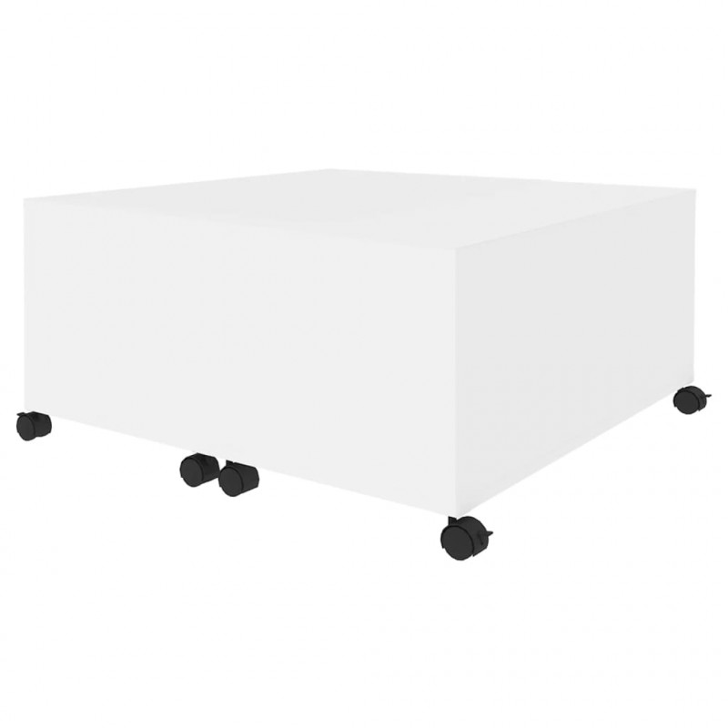 Stolik kawowy, biały, 75x75x38 cm, materiał drewnopochodny