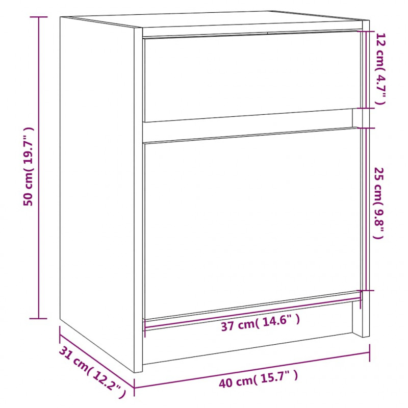 Szafka nocna, 40x31x50 cm, lite drewno sosnowe